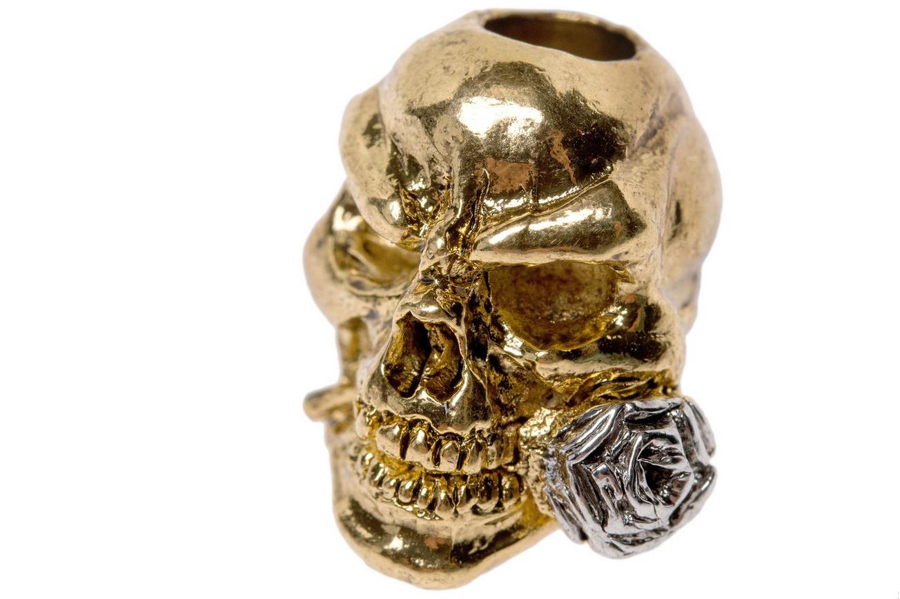 Schmuckatelli Rose Skull Bead 2-Tone Antique Gold/A.Rhodium