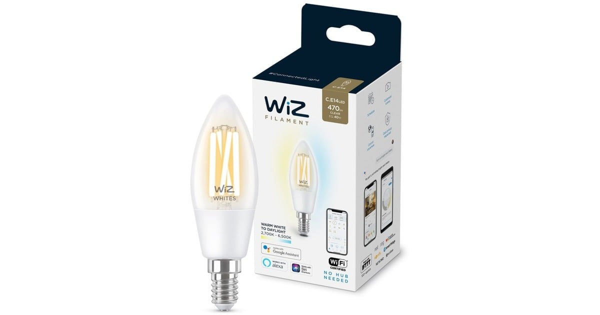 WiZFilament doorzichtig C35 E14 ledlamp  (Wifi + Bluetooth protocol)