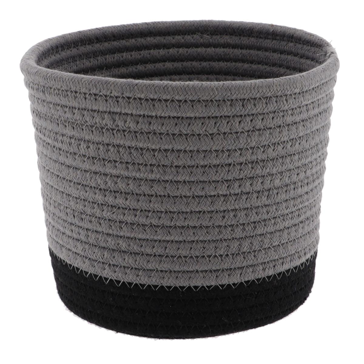 PANIER ROND COTON GRIS NOIR D.19X16CM