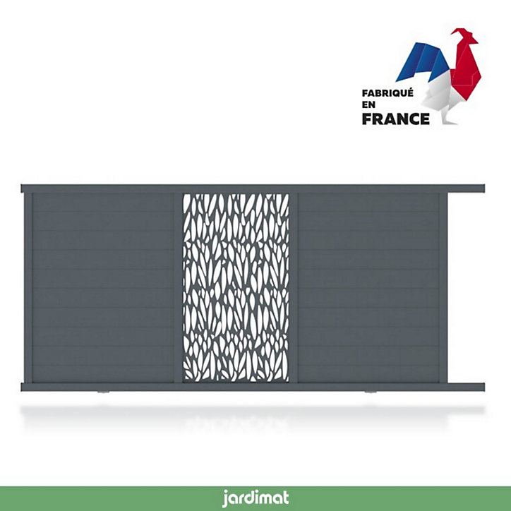 Portail Jardimat coulissant aluminium Neva 3 gris 7021 - 350 x h.174 cm