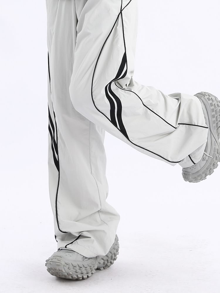 Rosesand - Lage taille gestreepte losse wijde joggingbroek