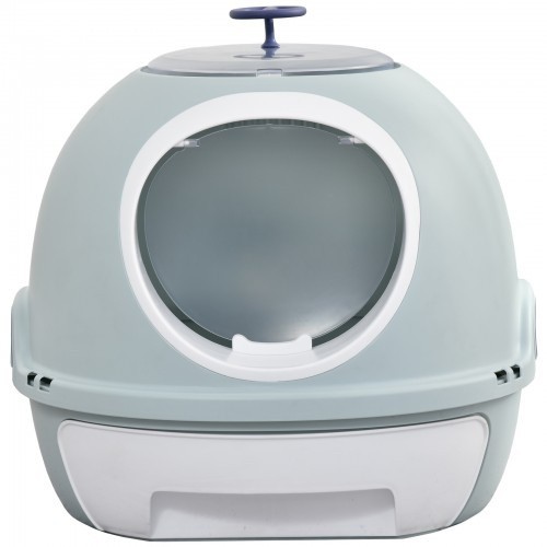 Caixa de areia leve para gatos PawHut com claraboia, azul