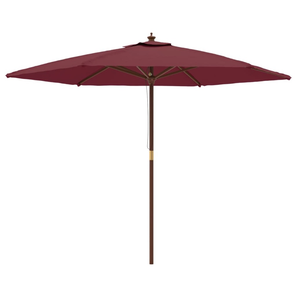 Parasol de jardin avec mât en bois rouge 299 x 240 cm bordeaux