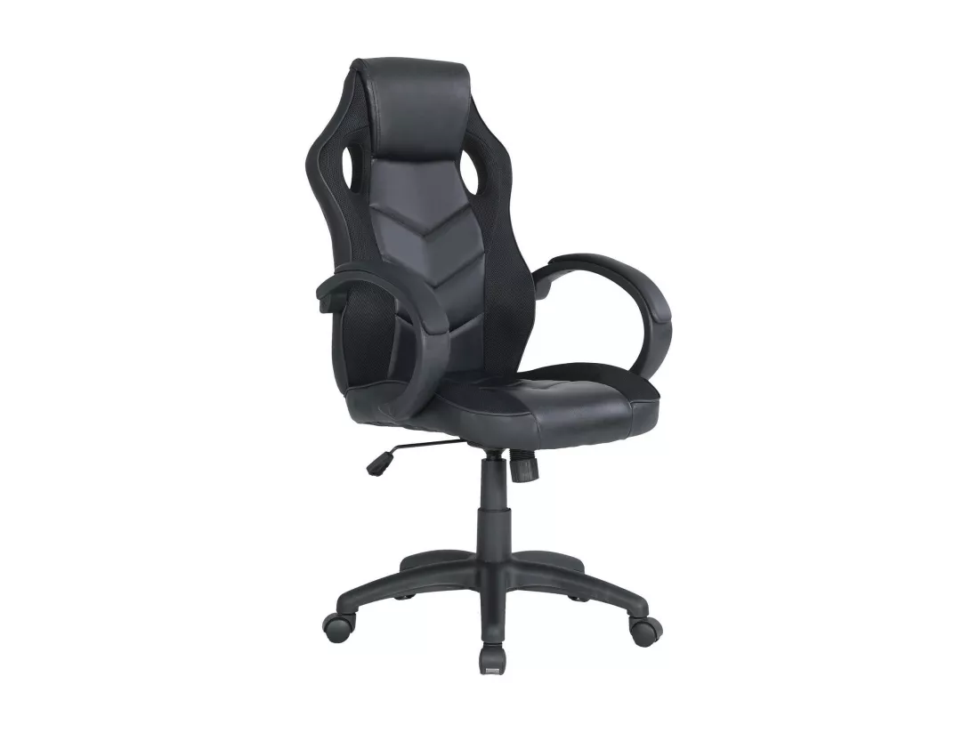 Chaise de jeu Darlanc, Fauteuil de jeu pour adultes, Chaise de bureau, 66x61h104/114 cm, Noir
