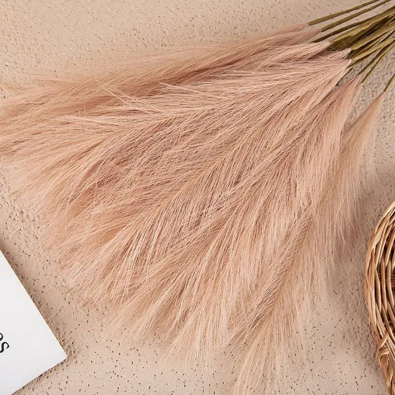 (10er Set) 55cm Deko Kunst Pampas Gras Boho Trockenblumen Hygge Lifestyle - Braun