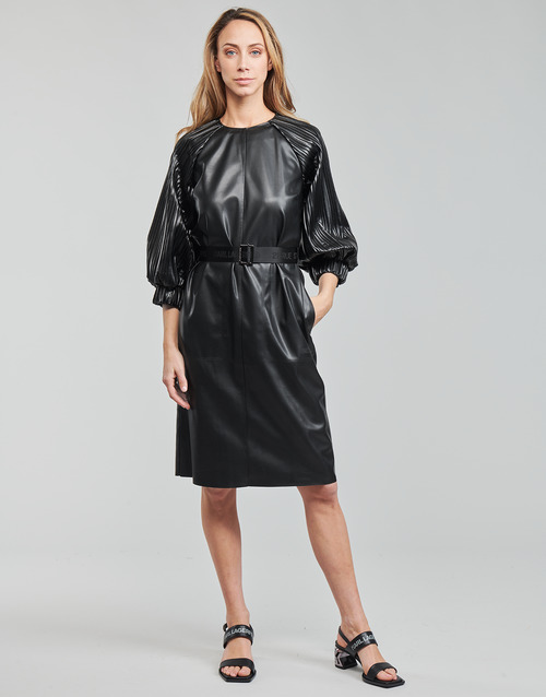Karl Lagerfeld - FAUX LEATHER DRESS Negro