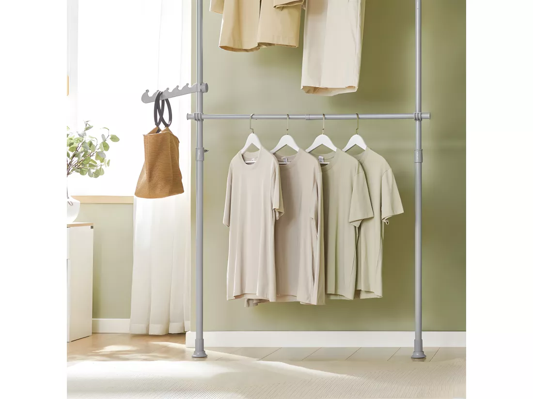 SoBuy Télescope Garde-Robe Système Herkule, 2 Barres Portant de vêtement Largeur (62-110cm) x Hauteur (200-270cm), FRG109-HG