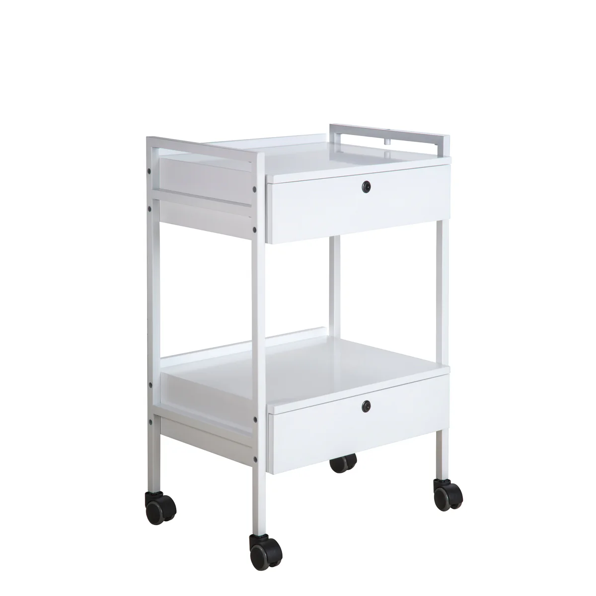 Trolley Blanc Roulettes 2 Tiroirs