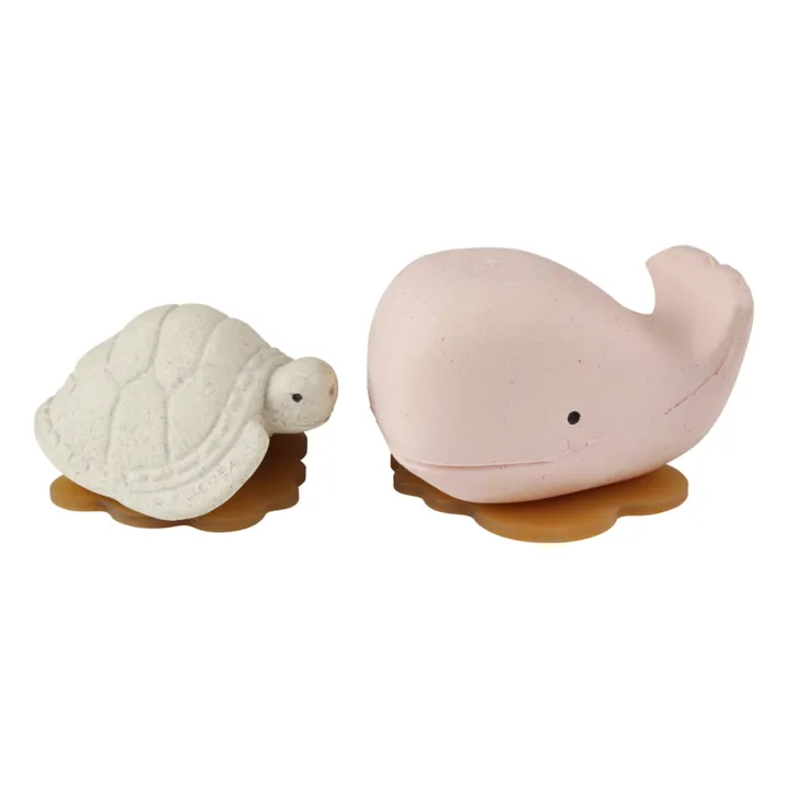 Hevea Coffret de jouets pour le bain upcyclés - Tortue & Baleine | Rose