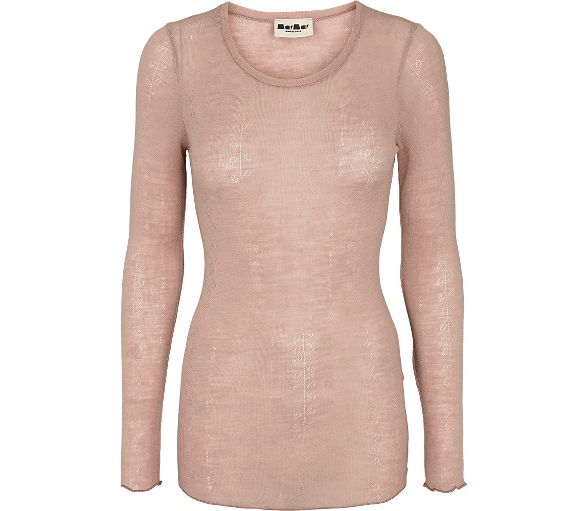Tamra W, Uld Pointelle T-shirt - Burnt Rose