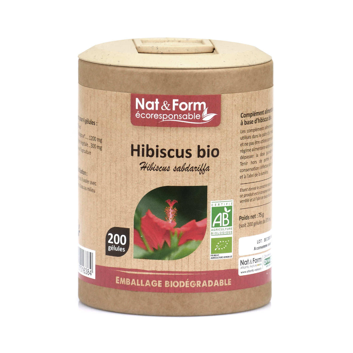 Hibiscus bio - 200 gélules de 375mg
