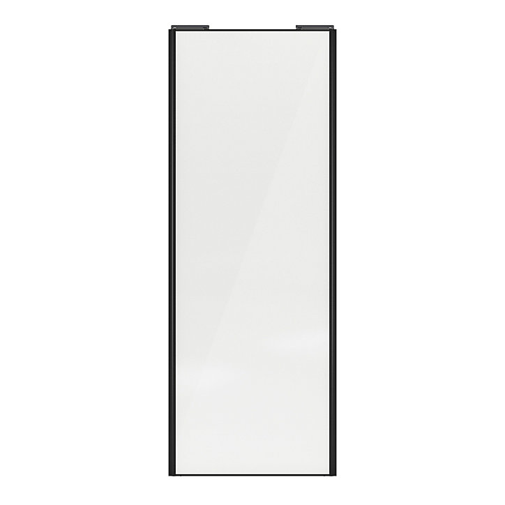 Porte de placard coulissante blanc brillant profil noir GoodHome Arius H. 248,5 x L. 92.2 cm + amortisseurs