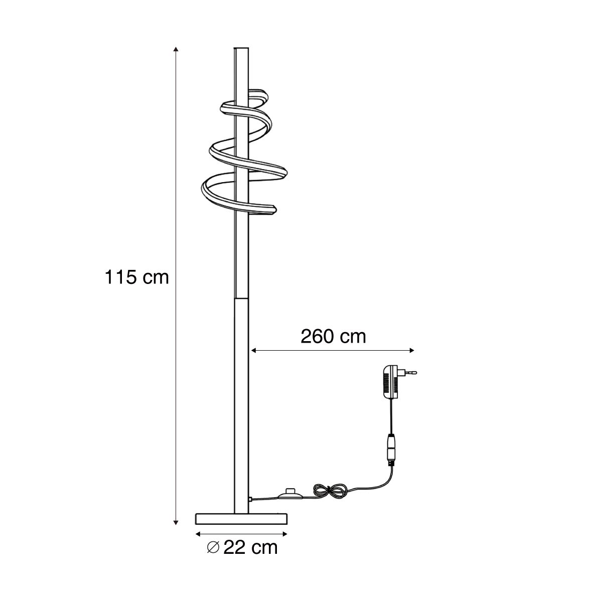 Design vloerlamp zwart incl. LED dimbaar - Rolla