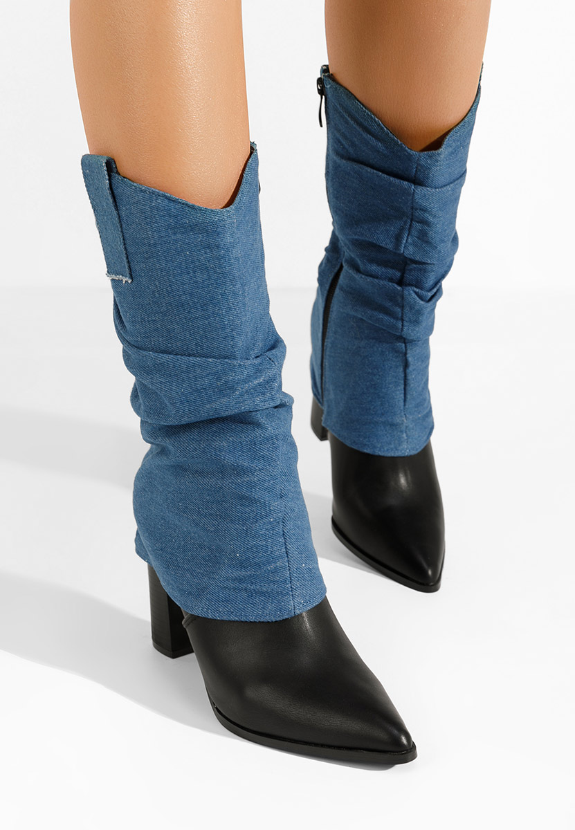 Bottes à talon carré bleus Verta