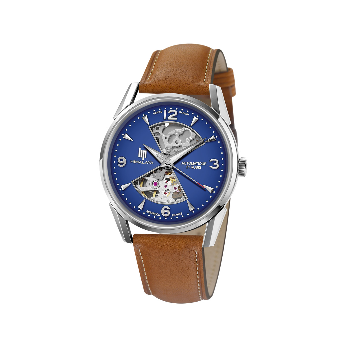 Montre Lip homme acier cuir marron