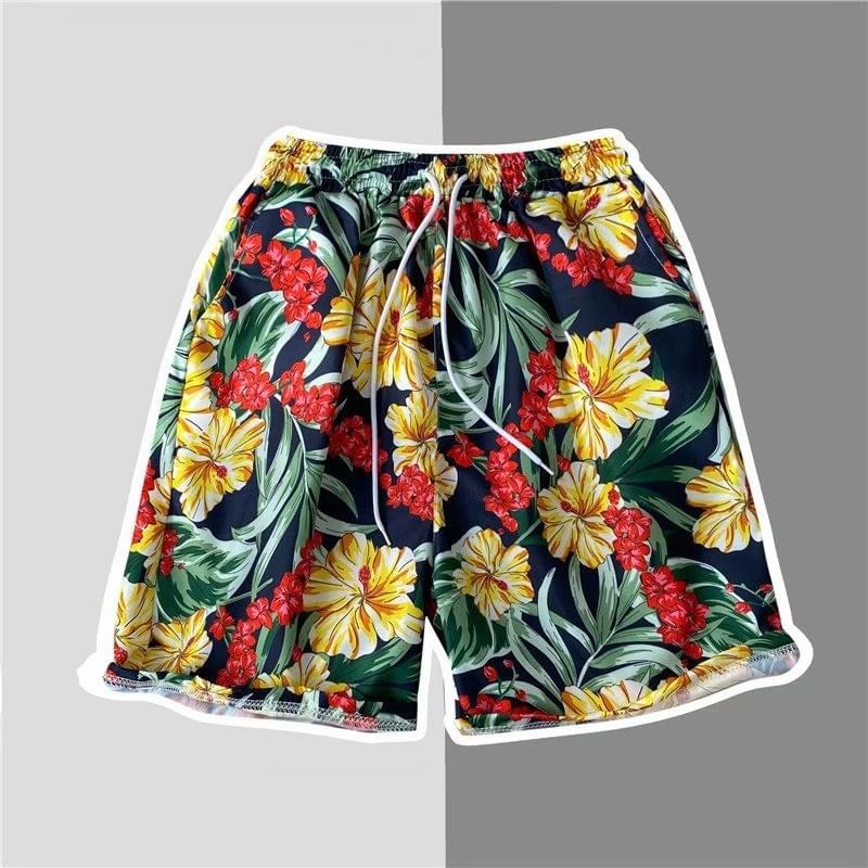 Acrius - Shorts met trekkoord in de taille en tropische print