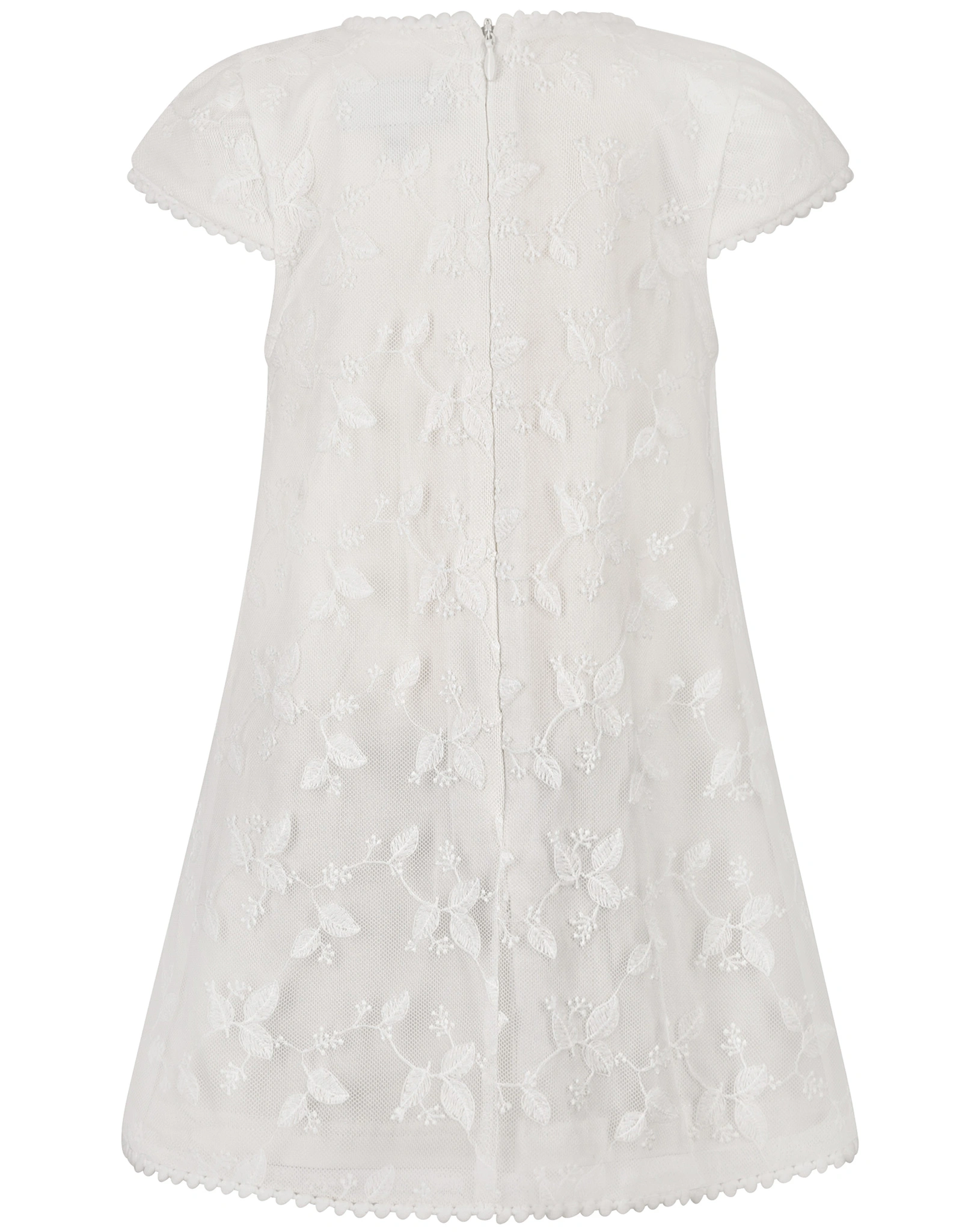 Kurzarmkleid BLANCA mit Spitze in ecru