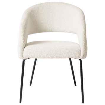 KARWEI eetkamerstoel Eden natural wit bouclé stof met armleuning