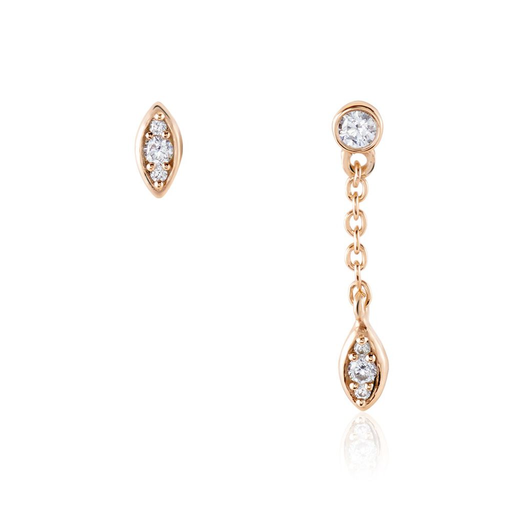 Boucles D'oreilles Dépareillées Argent Rose Braiden Oxyde De Zirconium