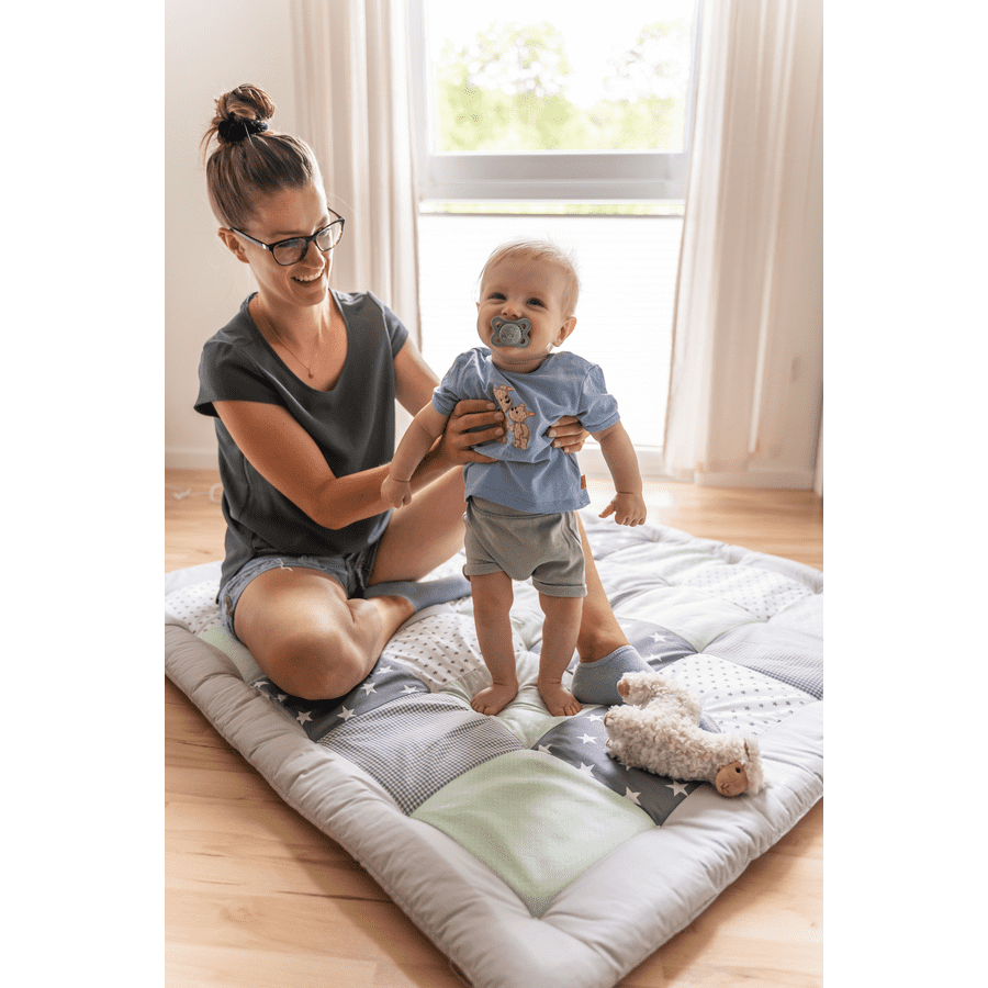Ullenboom Krabbeldecke & Laufgittereinlage 120 x 120 cm Patchwork mint grau 120x120 cm