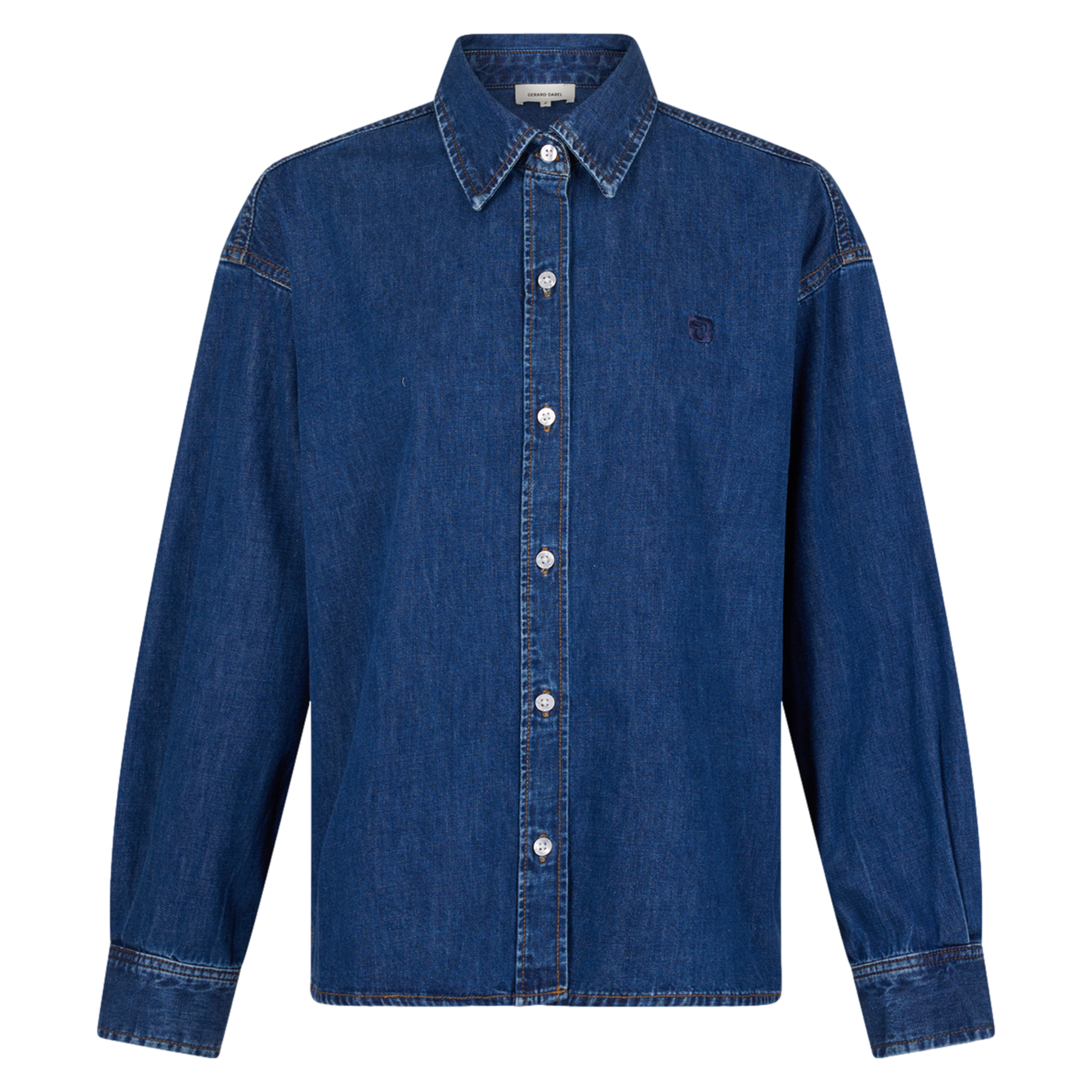 BABETT - Chemise col classique droite en coton | Bleu