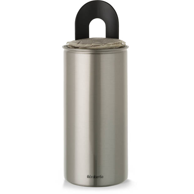 Brabantia voorraadbus voor 18 koffie- en theepads - Matt Steel FPP/Transparant