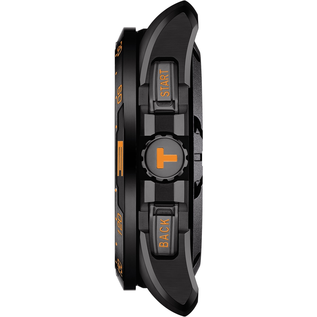 Tissot T-Touch Connect Solar Smartwatch Titan Schwarz / Orange mit schwarzem Kautschukarmband