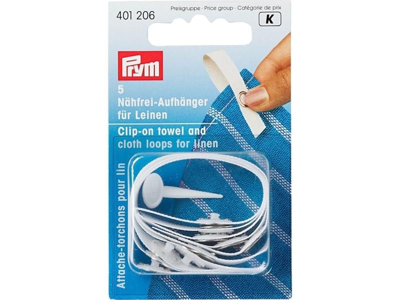 Prym Nähfrei-Aufhänger 1,1 x 15 cm, Weiss Aufhänger für Handtücher oder Küchenhandtücher