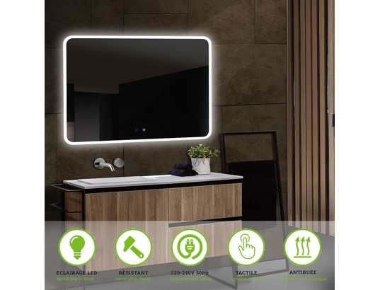 CRISTALED - Miroir de salle de bains lumineux éclairage intégré led rétr...