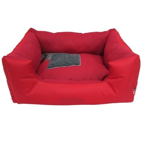 Cama quadrada para cães T&Z com almofada vermelha
