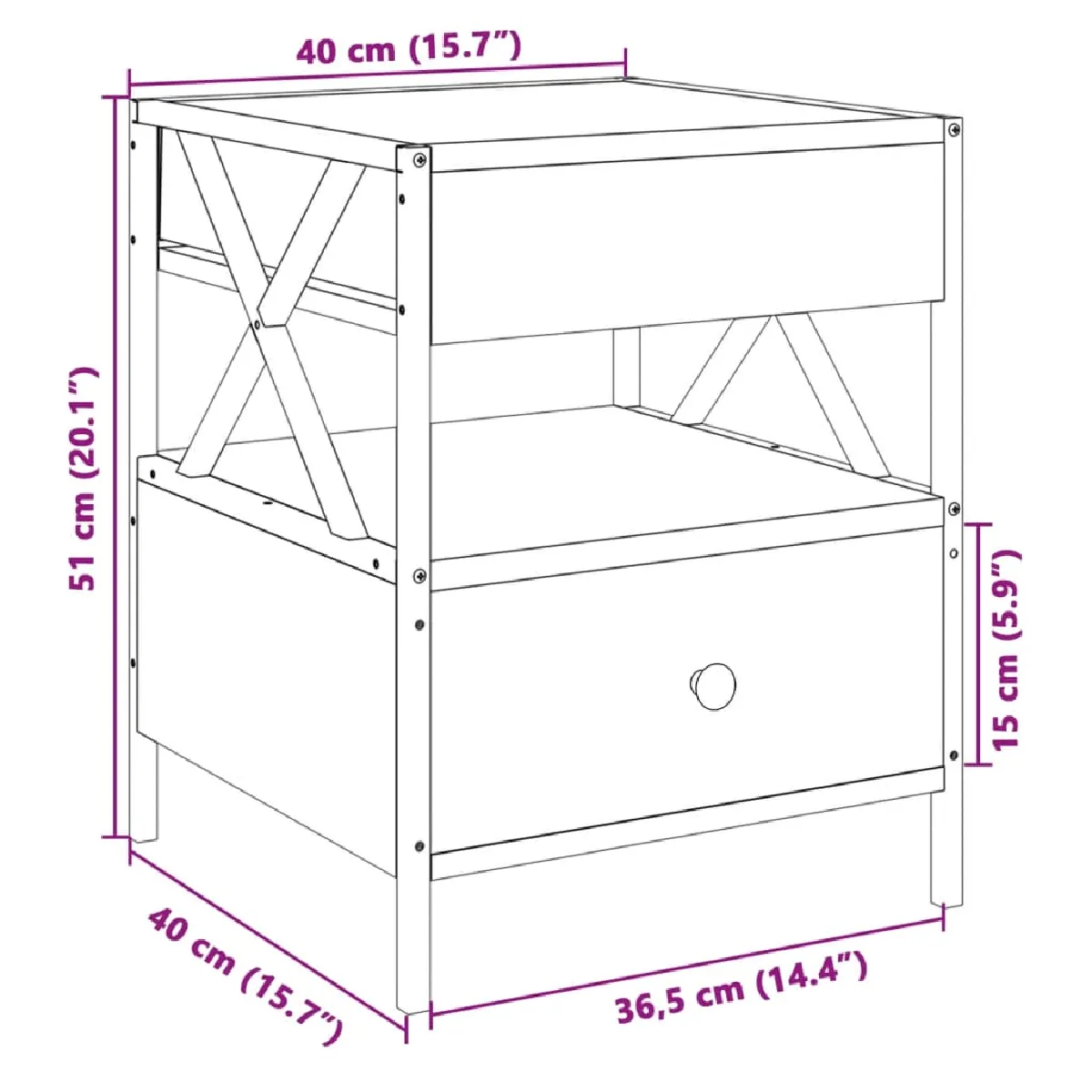 vidaXL Table de chevet LED