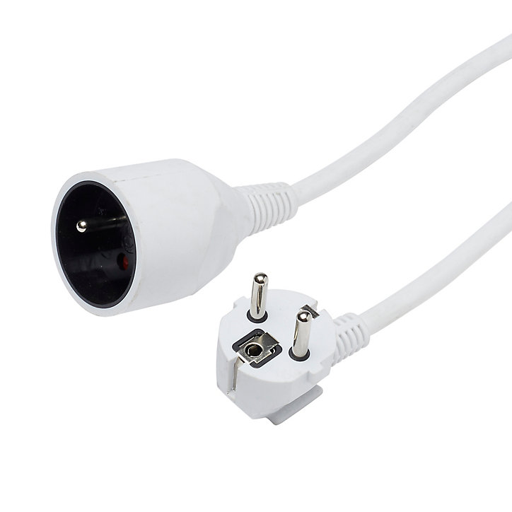 Rallonge blanche H05VVF 3G1 5mm² 3m avec clapet