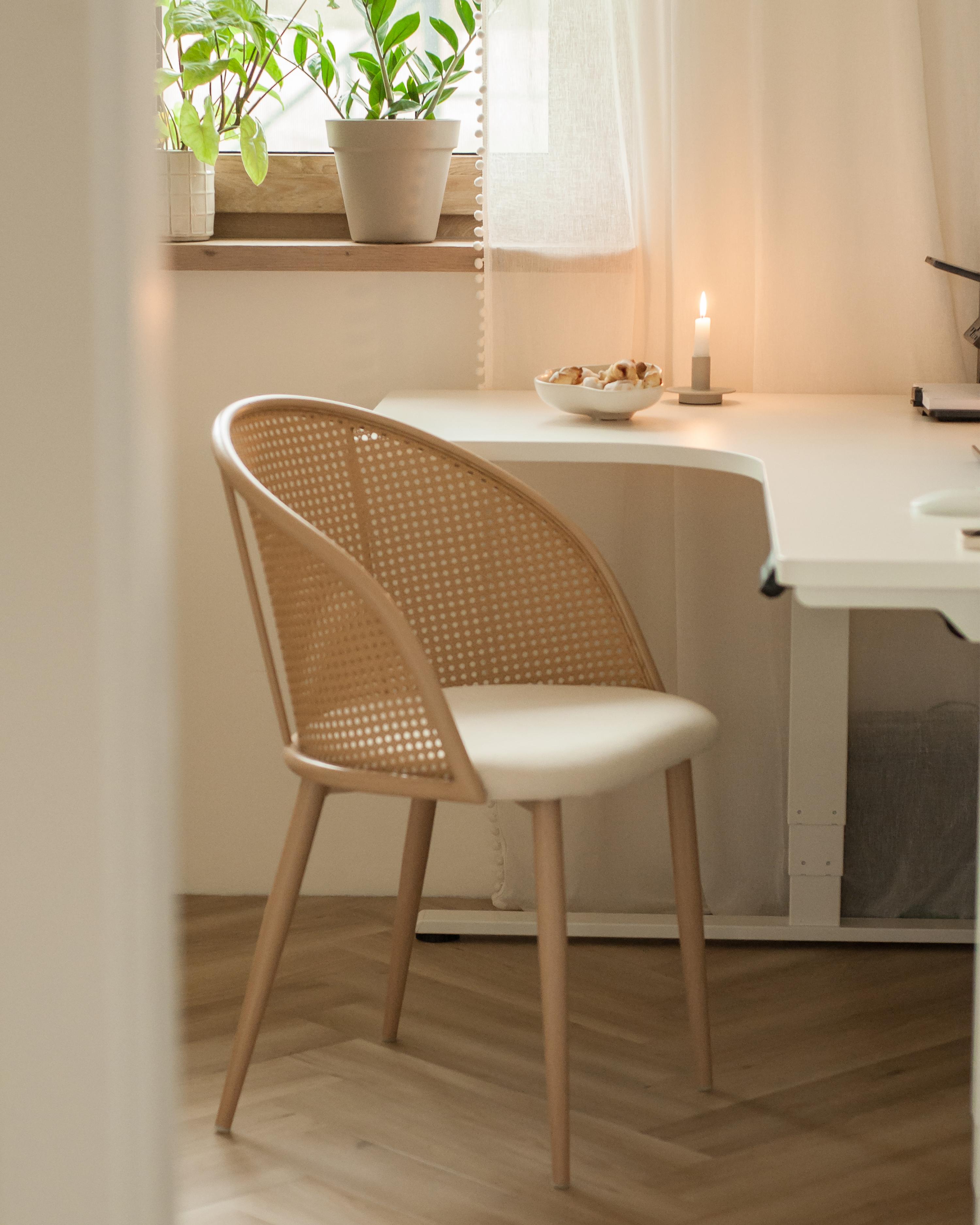 Set van 2 eetkamerstoelen CORNELL Metaal Lichtbeige