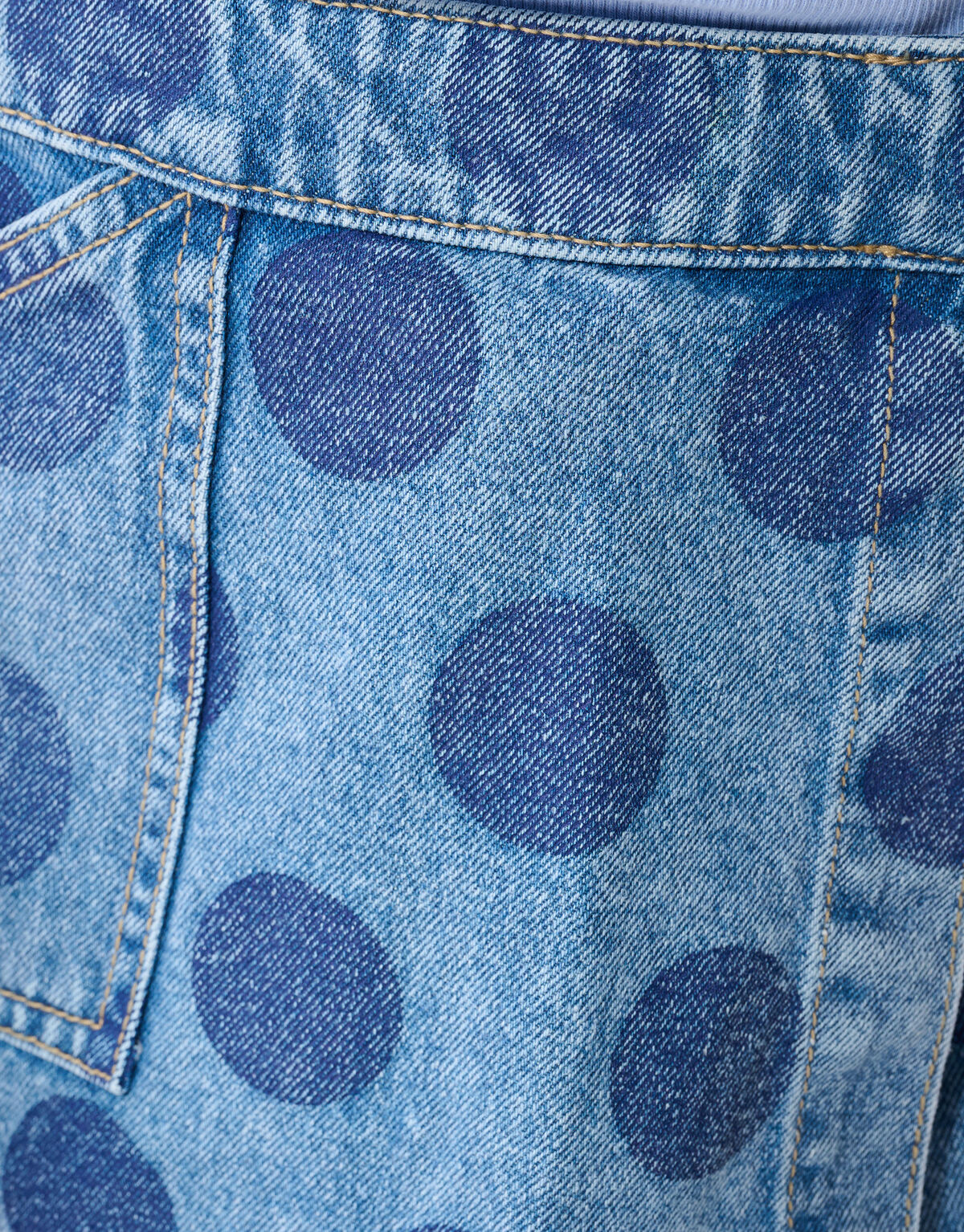 Polkadot Overslag Denim Skort Blauw