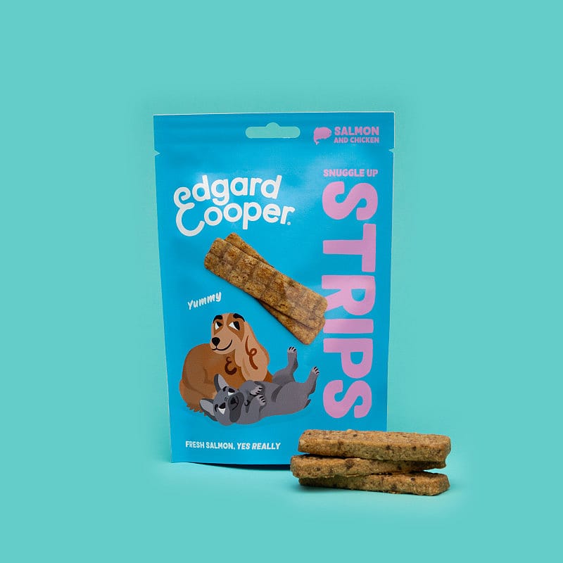 Edgard & Cooper Snuggle Up Strips Zalm & Kip 75 gram | 13525