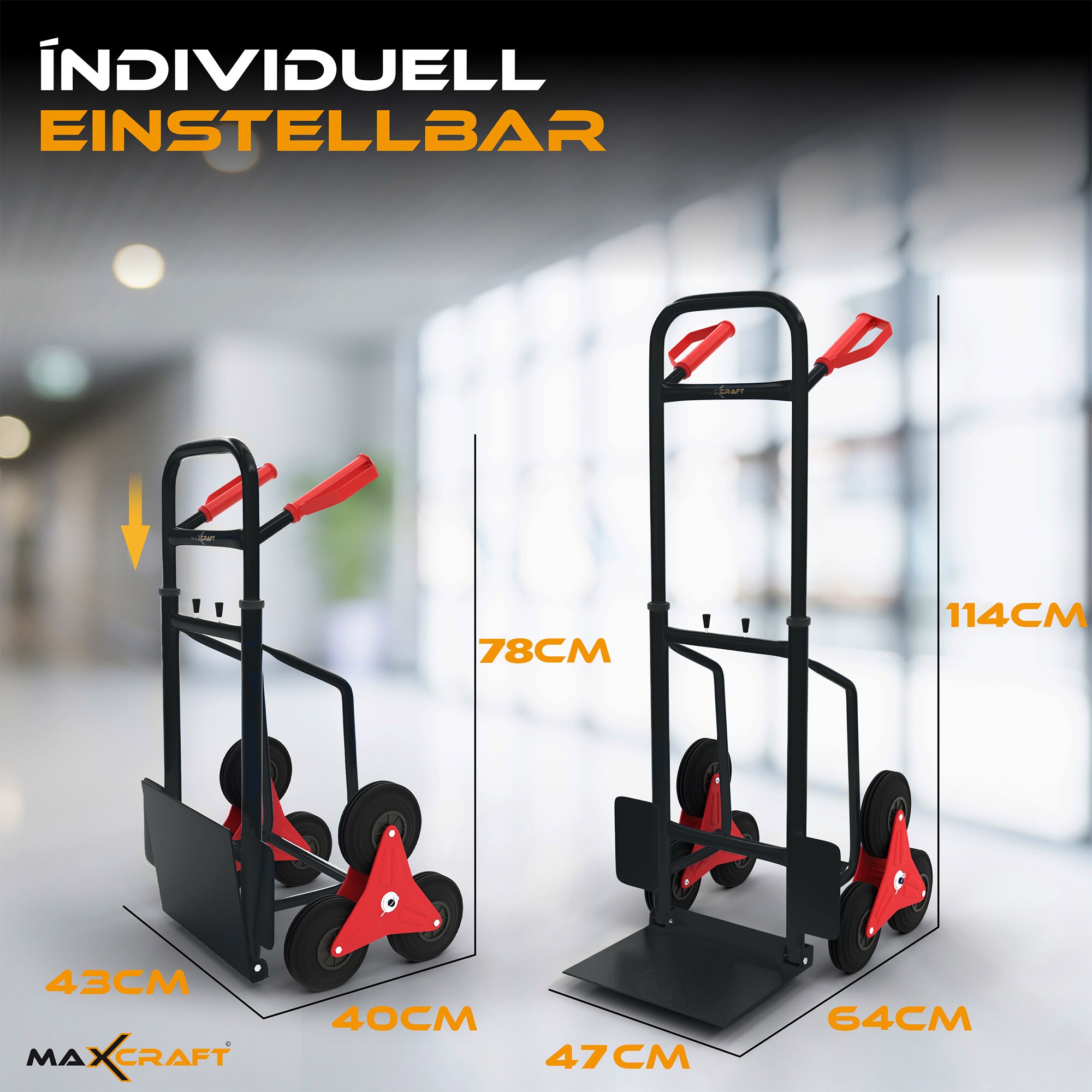 MAXCRAFT Treppenkarre bis 150 kg in Schwarz