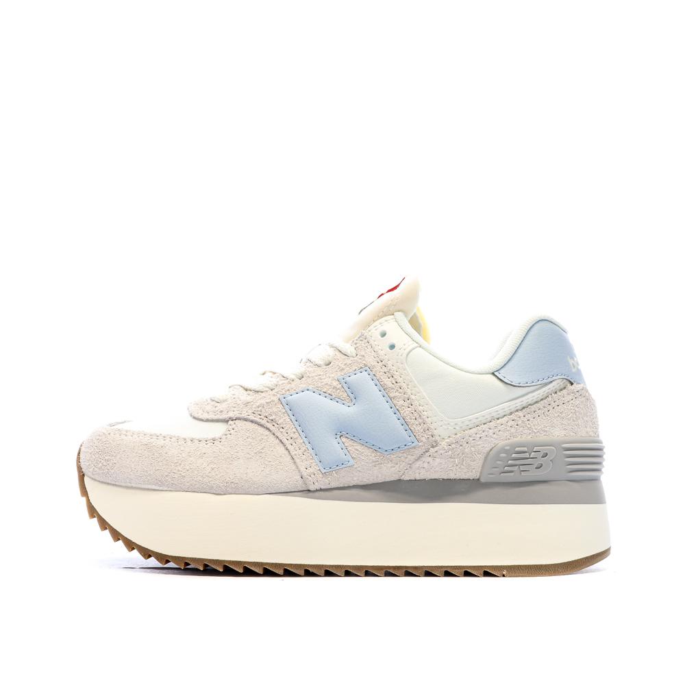 New Balance Baskets Compensé Beige/Bleu Femme New Balance 574