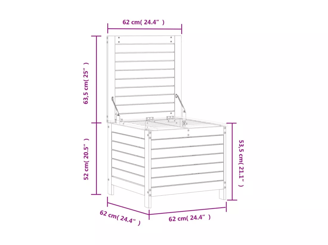 Repose-pied de jardin 62x63,5x53,5 cm bois de pin massif