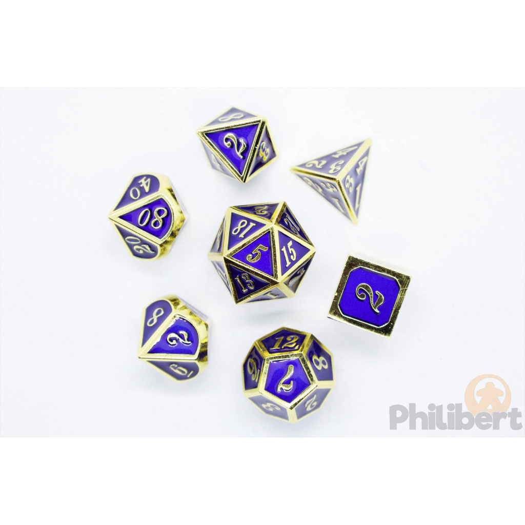 Set de 7 Dés JDR métalliques - Enamel and Gold