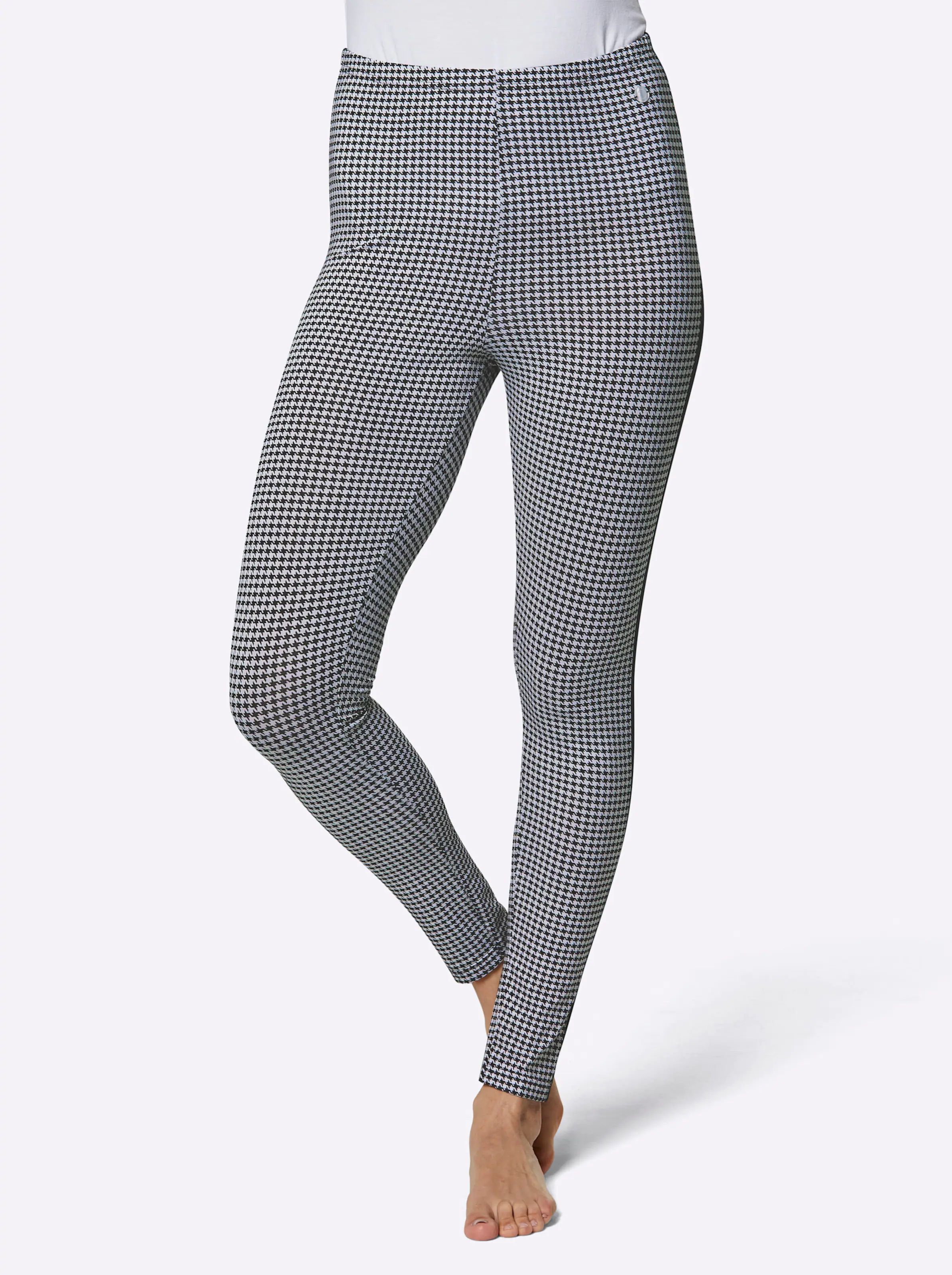 CREATION L PREMIUM Modal-Leggings in schwarz-weiß-bedruckt