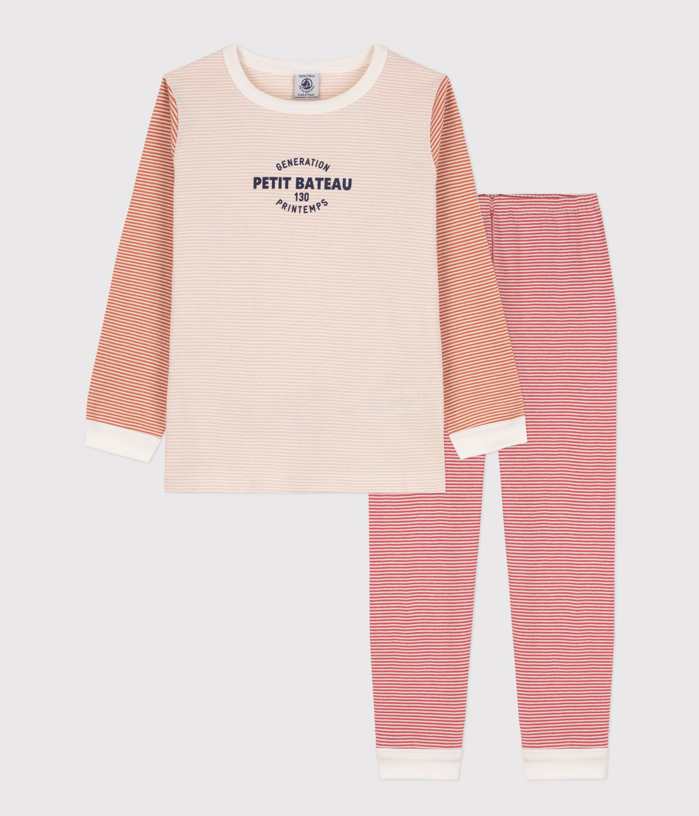 Pyjama milleraies tricolore en coton petite fille/petit garçon