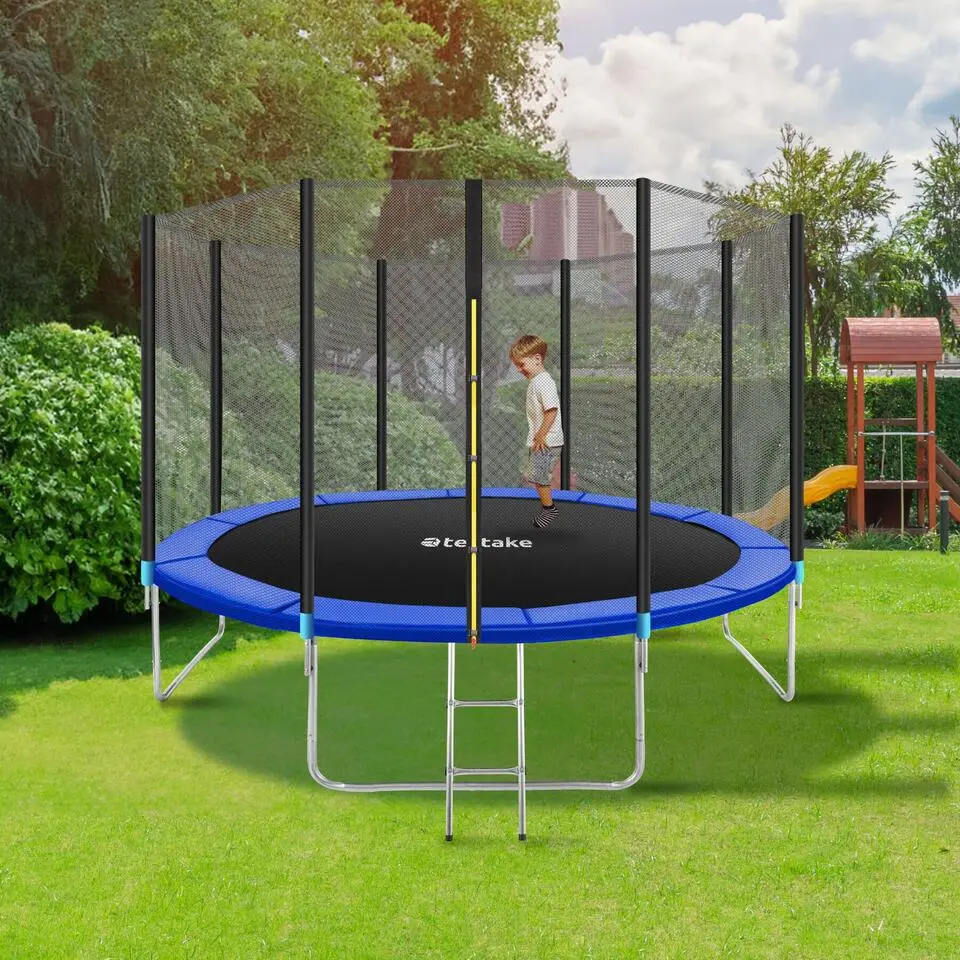 tectake Trampoline Garfunky met veiligheidsnet, Zwart/blauw