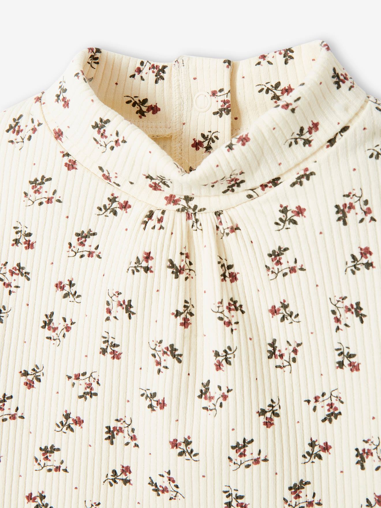 Camiseta canelada com gola alta para bebê, cor off-white