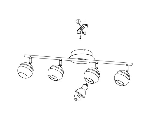 LED plafondspot 4x3,3W 4x240 lm 3000 KL 76 cm zwart/goud