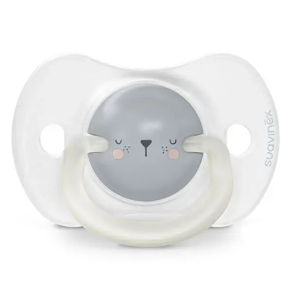 Chupetas fosforescentes Suavinex SX Pro 0-6 meses, modelo Night&Day Bear, pacote com 2 unidades.