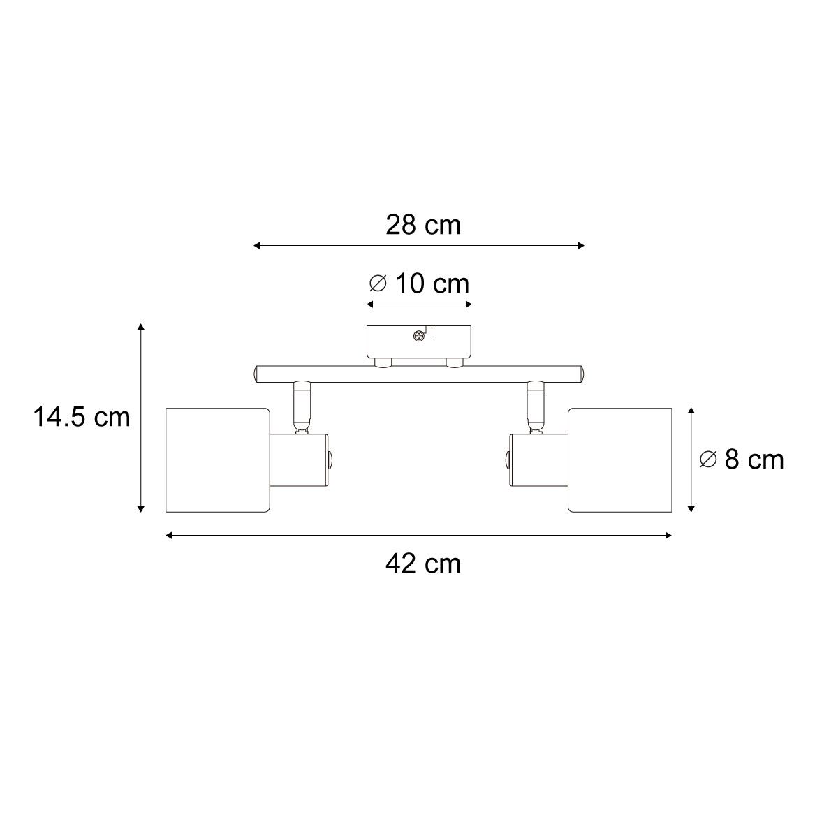 Moderne plafondlamp zwart met smoke glas rond 2-lichts - Cilin