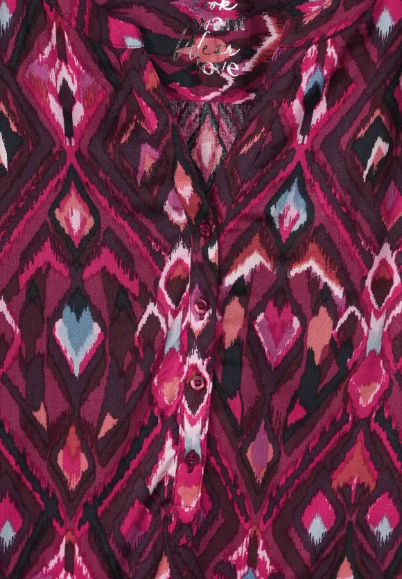 Ikat Bluse mit 3/4 Ärmel - tamed berry
