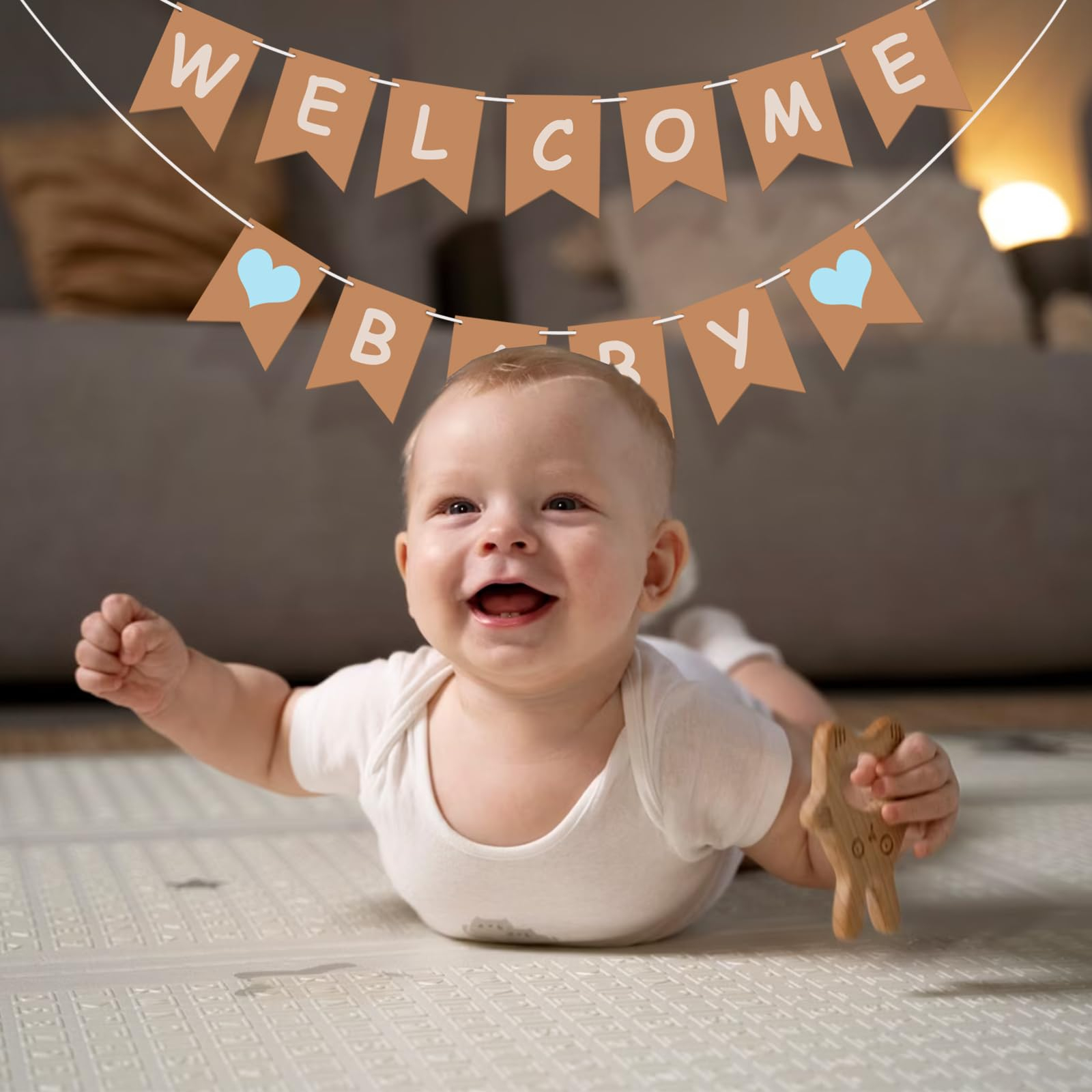 (485cm) Baby Shower Girlande Welcome Baby Gender Reveal Party Dekoration - Blau