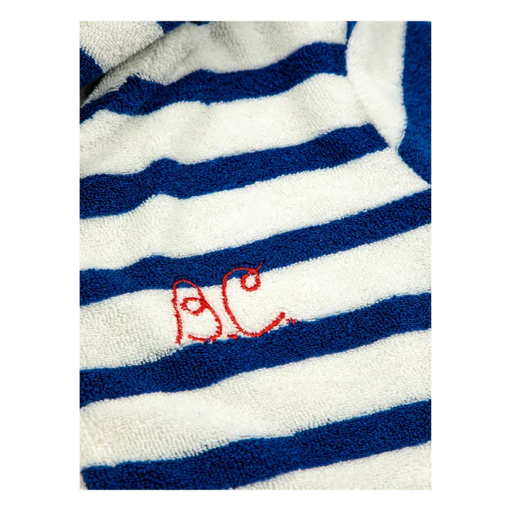 Bobo Choses Sweat Zippé à Capuche Eponge Coton Bio Rayé | Bleu marine