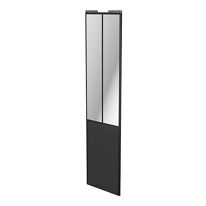 Porte de placard coulissante atelier gris anthracite profil noir GoodHome Arius H. 248,5 x L. 61.2 cm + amortisseurs